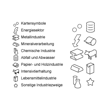 Kartensymbole Schadstoffkarte